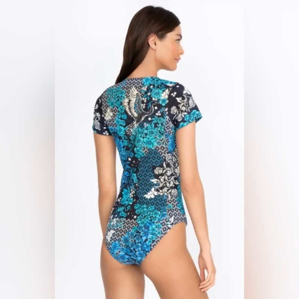 NWT Johnny Was | Blue Fly Neoprene One Piece Swimsuit | S | MSRP $298 - Picture 3 of 9